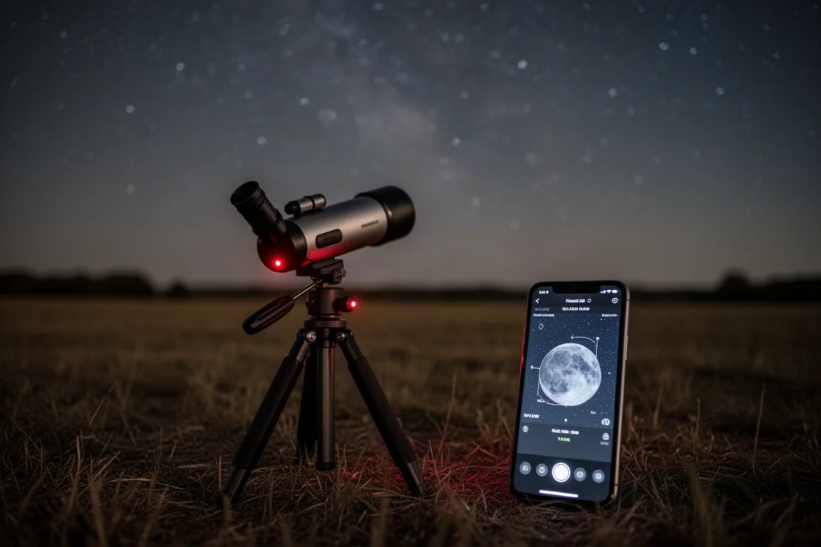 Smartes Teleskop führt eine Langzeitbelichtung unter sternenklitem Himmel durch