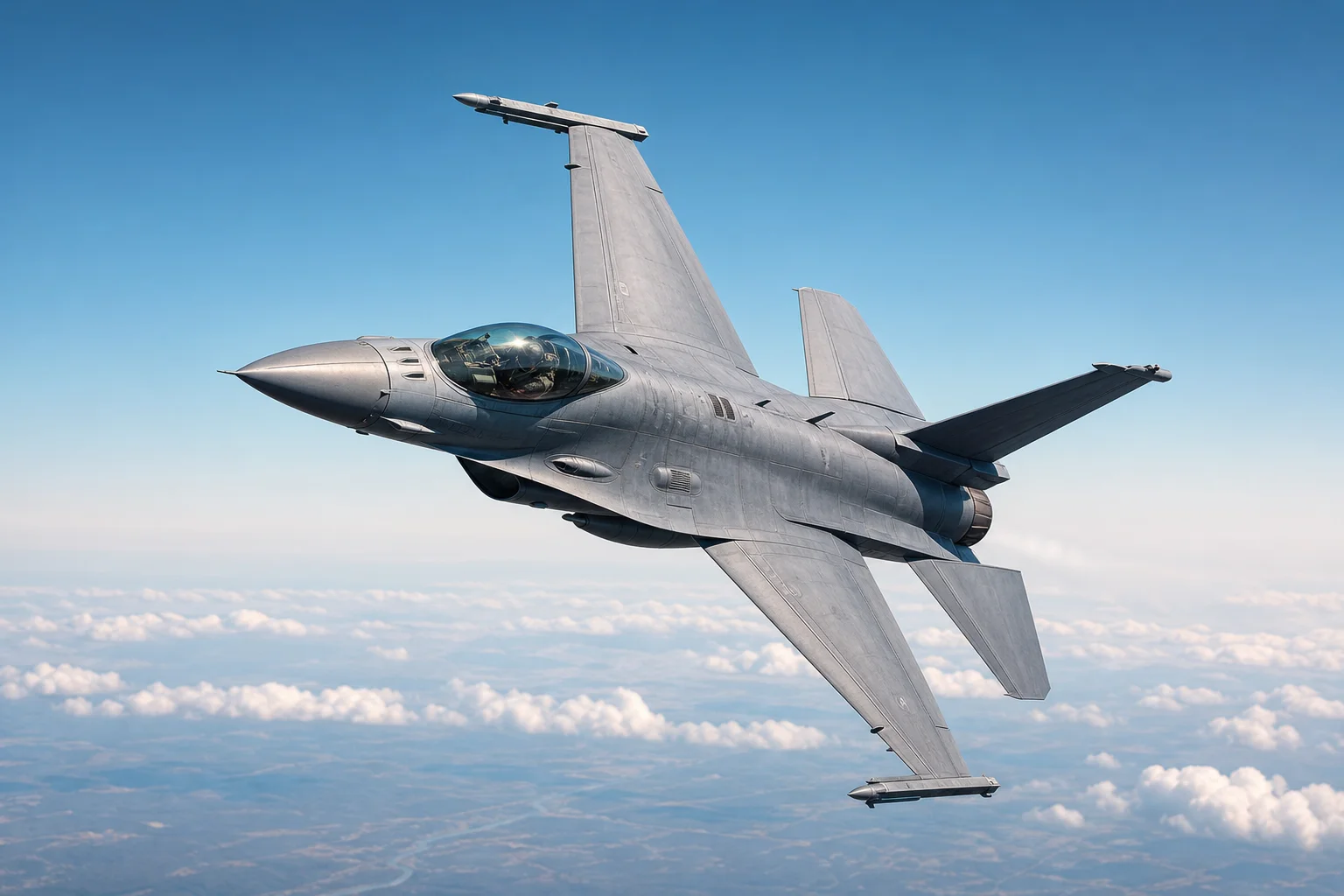 Avion de chasse en manœuvre de combat aérien dans un ciel bleu