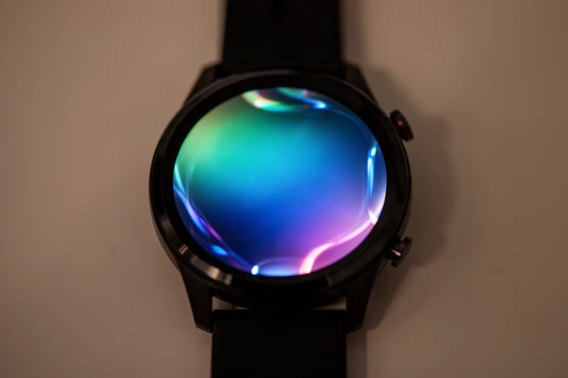 Esfera de reloj deportivo AMOLED brillante que resplandece con poca luz