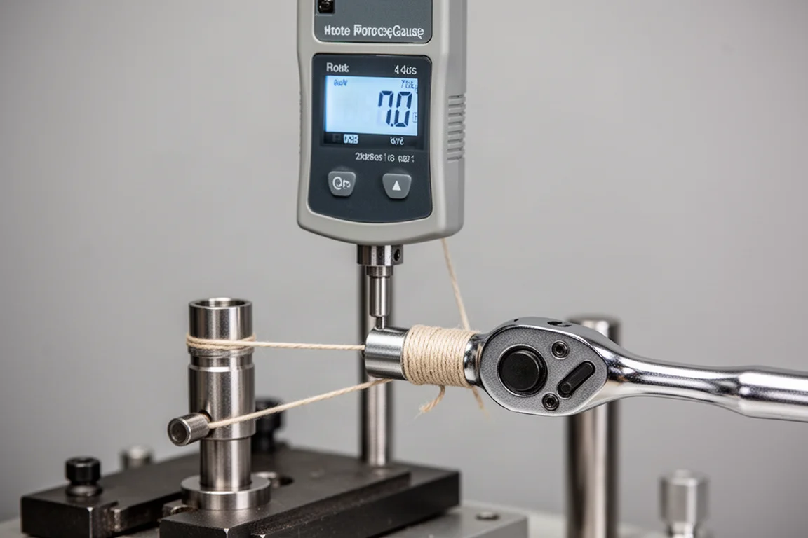 Dynamomètre de laboratoire avec un douille et une corde installés pour un test comparatif