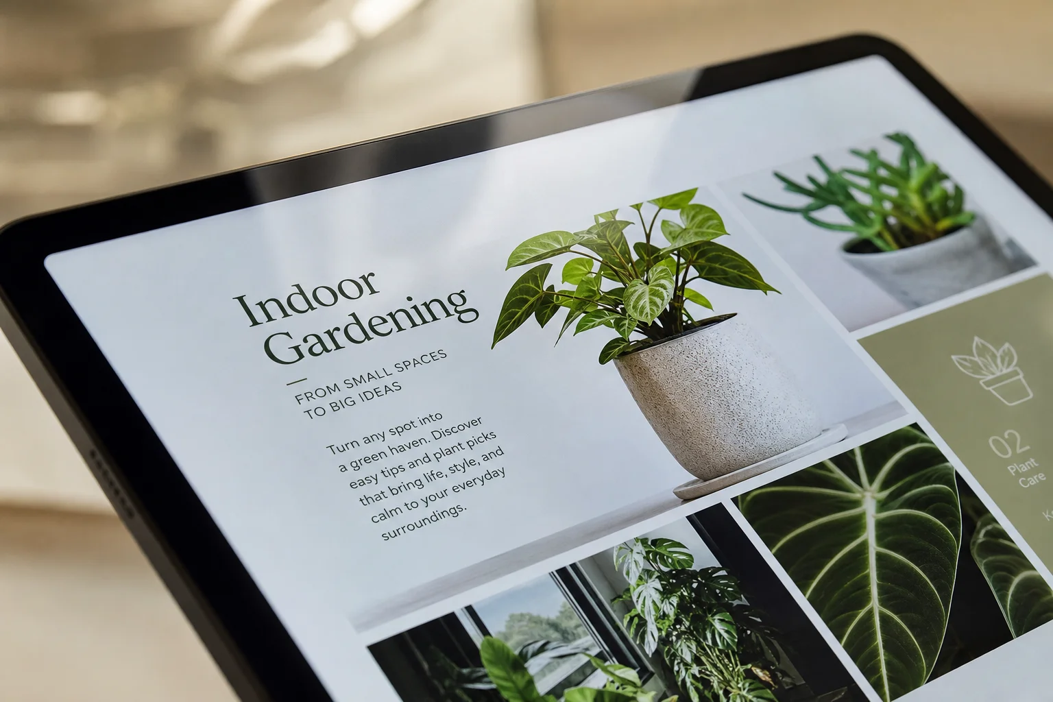 Nahaufnahme eines Tablet-Displays mit lebendigen Farben und scharfem Text bei hoher Bildwiederholrate