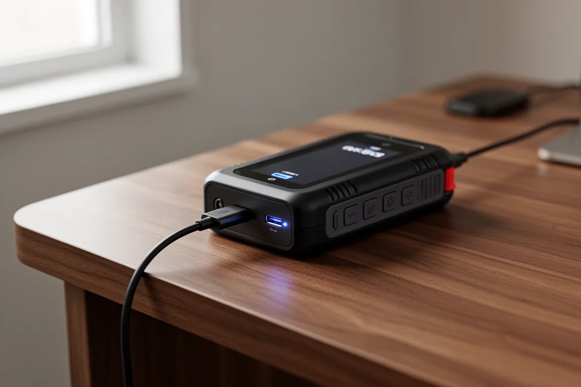 Przenośny jump starter ładowany przez kabel USB-C