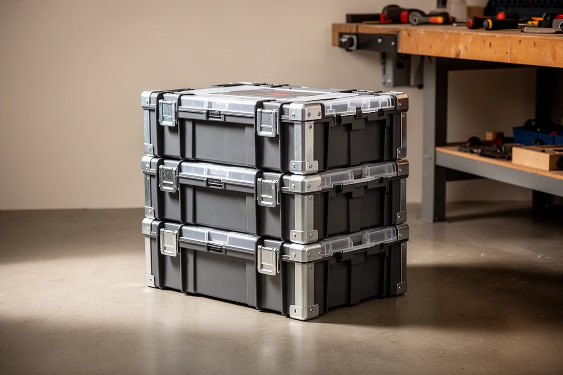 Nahaufnahme eines Impact-Bit-Set-Koffers von Bosch mit ordentlich eingesetzten Bits