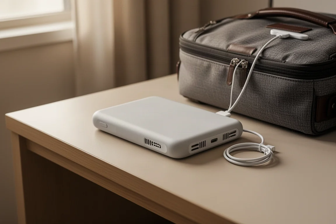 Smukły dysk SSD MagSafe podłączony do laptopa w celu transferu plików