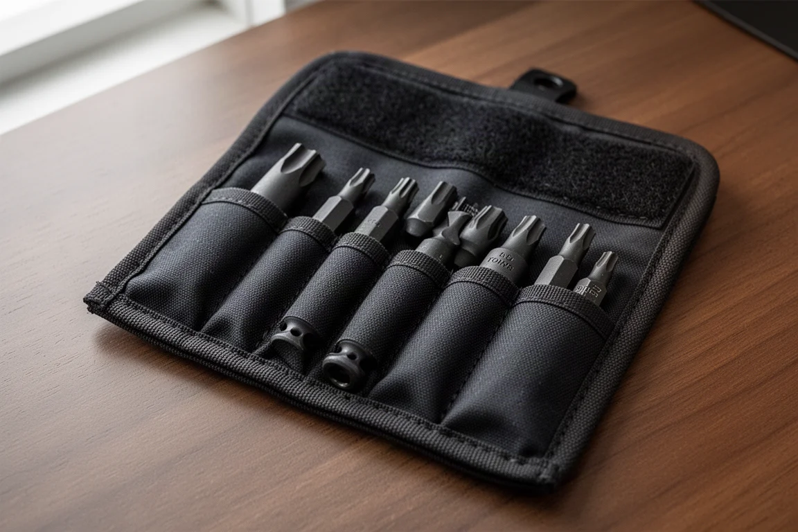 收納在小型魔鬼氈工具包中的 Torx 起子頭組