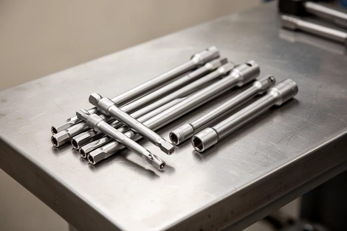 Two nut driver sets side by side on a workbench for comparison