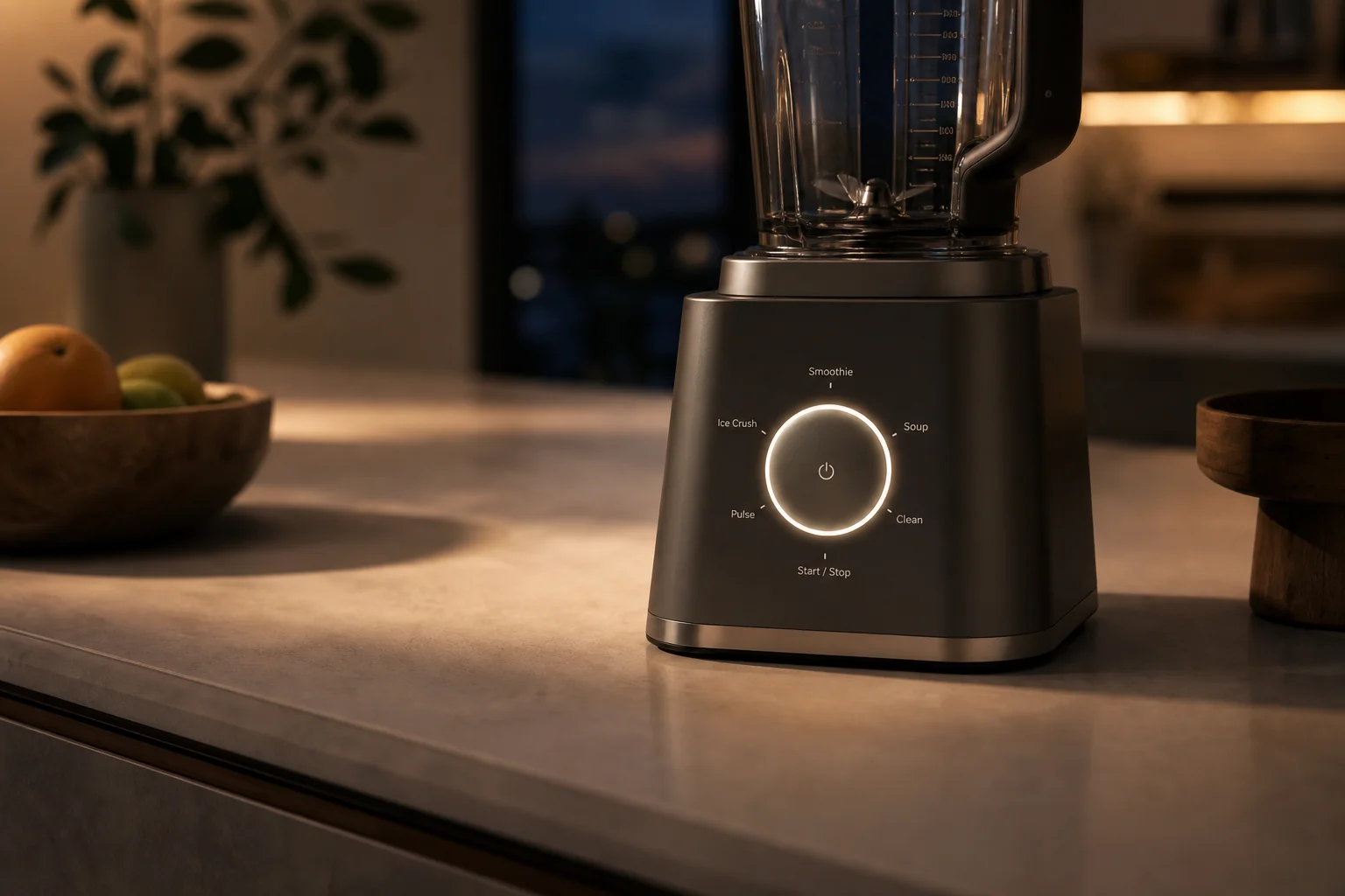 Base de blender avec une interface lumineuse dans une cuisine moderne