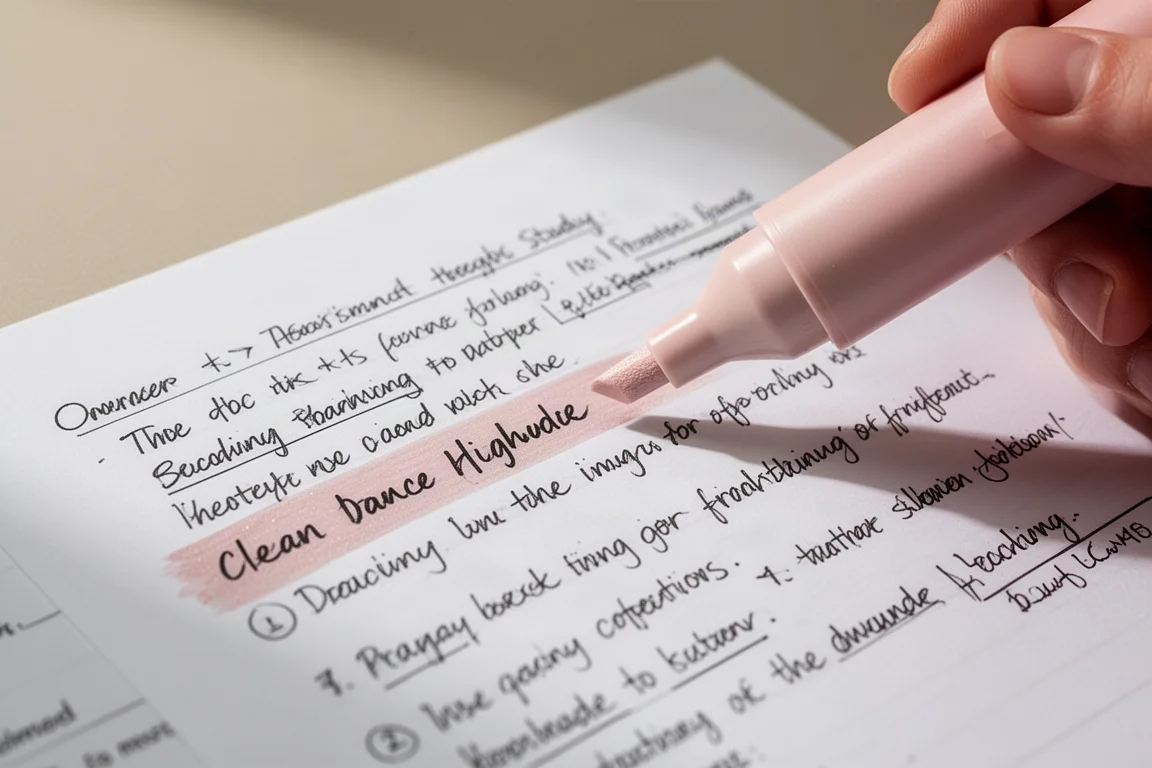 Pastel highlighter marking key terms in dense handwritten study notes
