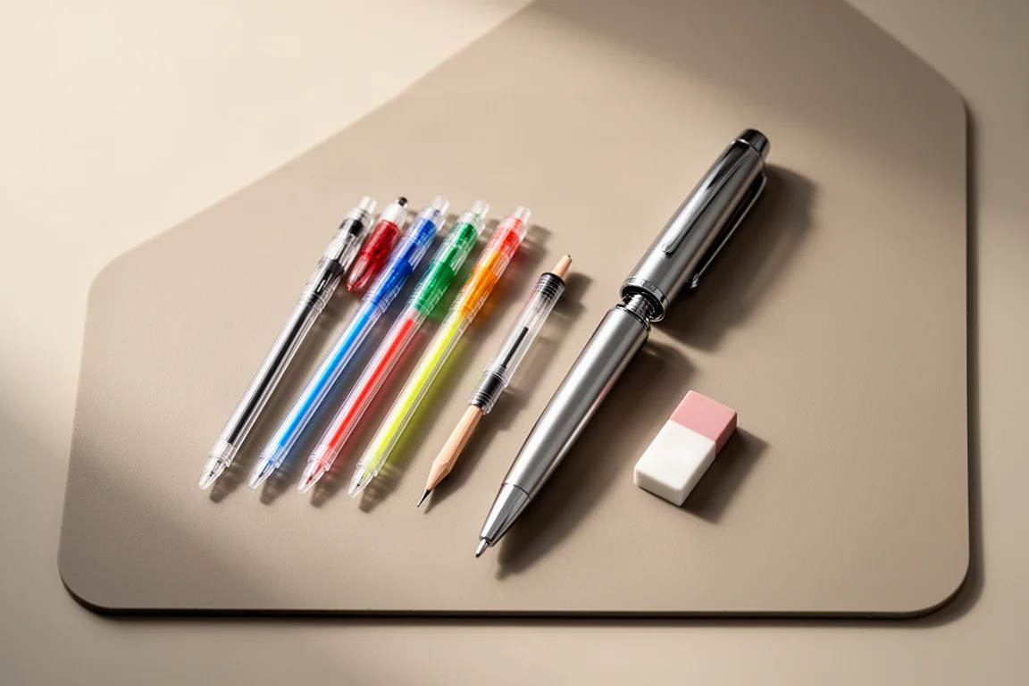 Des composants de stylo multifonction personnalisable disposés pour l'assemblage