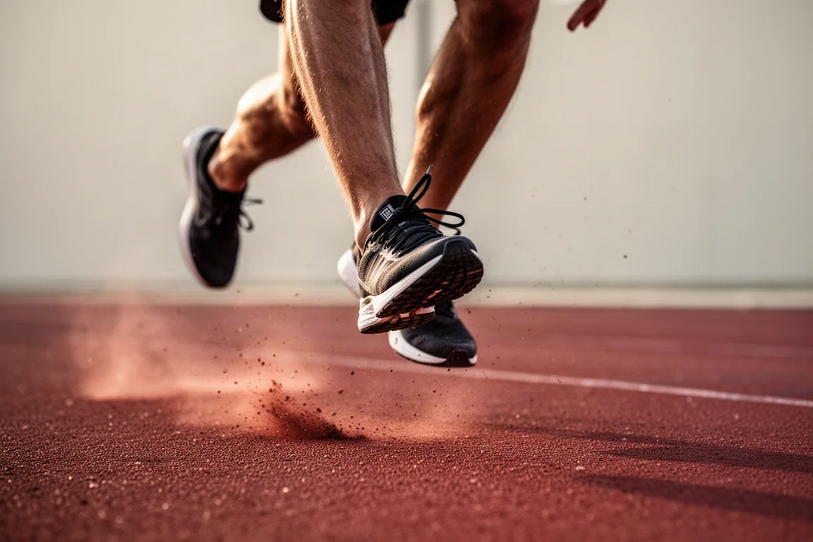 Atleet landt op de voorvoet tijdens een tracktraining