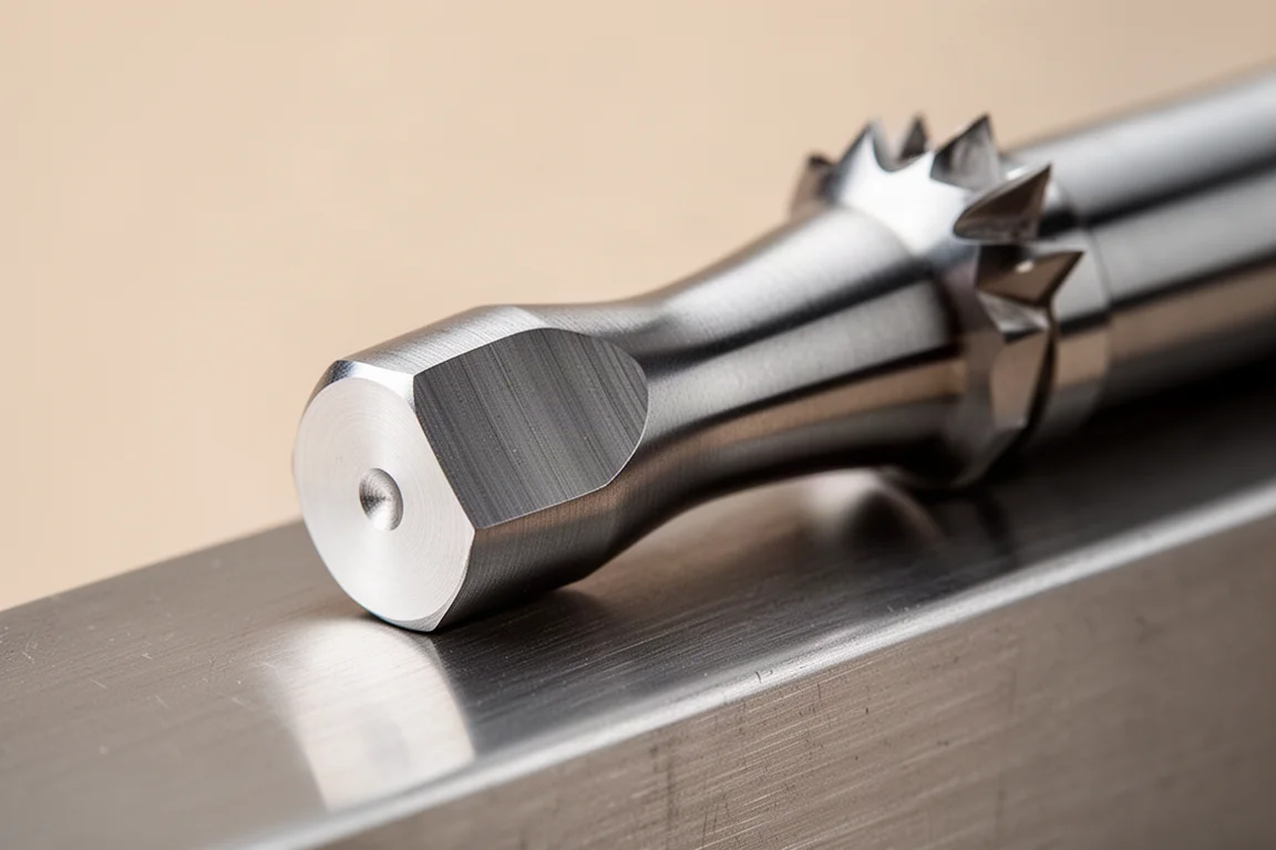 Close-up of a punch striking end showing the crowned tail and machined neck