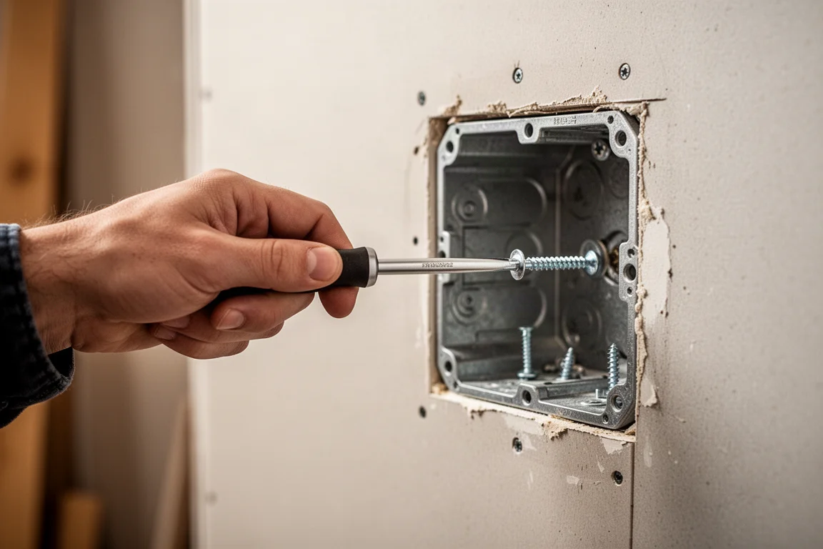 Long bit holder driving a screw deep inside a narrow electrical outlet box