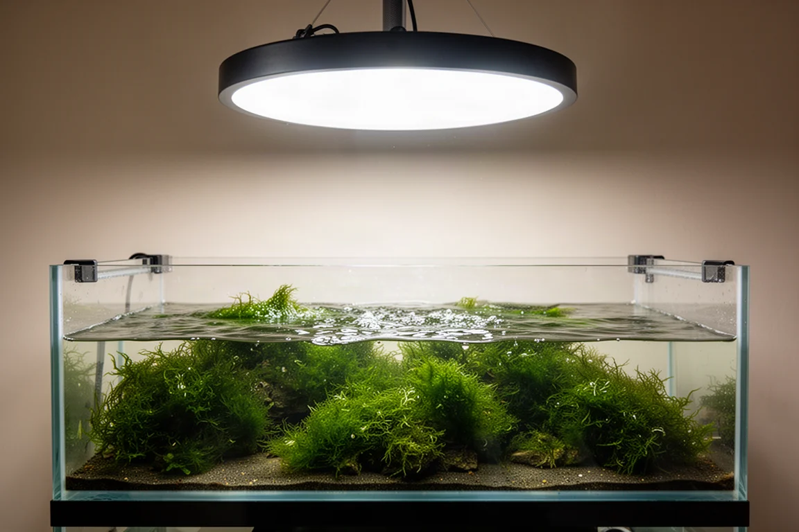 Großes Refugium-Becken mit mehreren LED-Leuchten