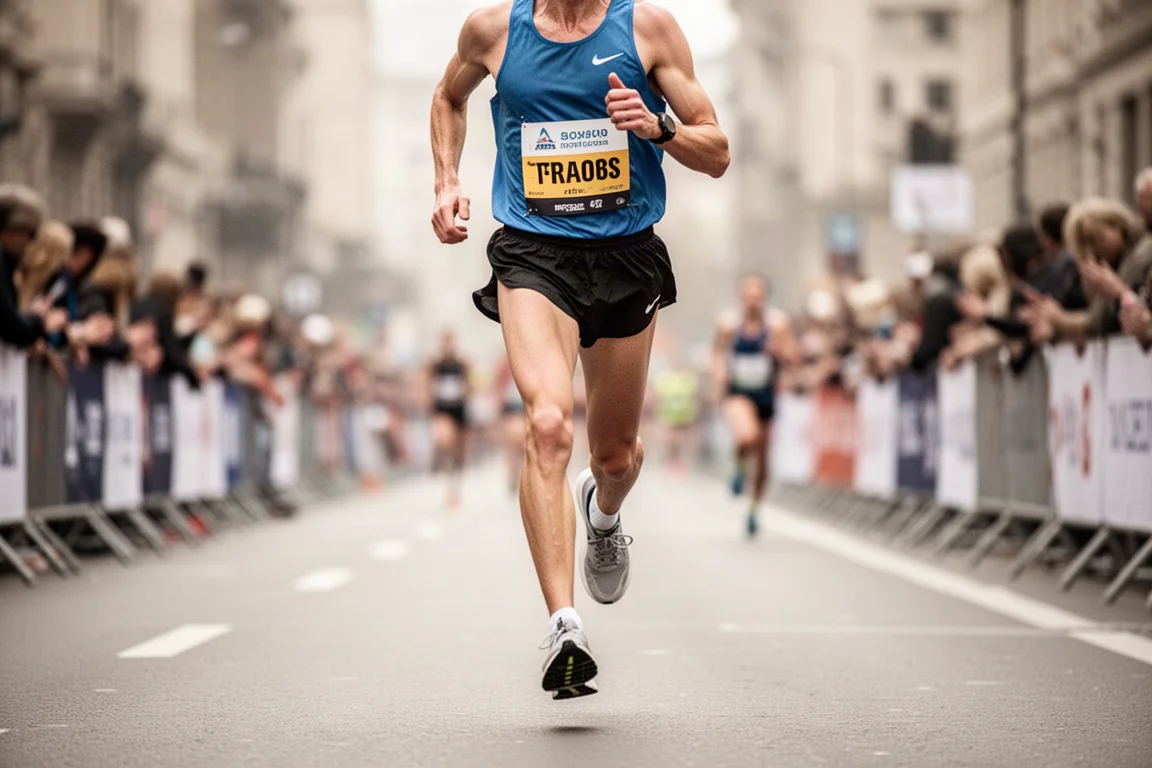 Marathonloper stapt uit tijdens een wedstrijd op een stadsstraat