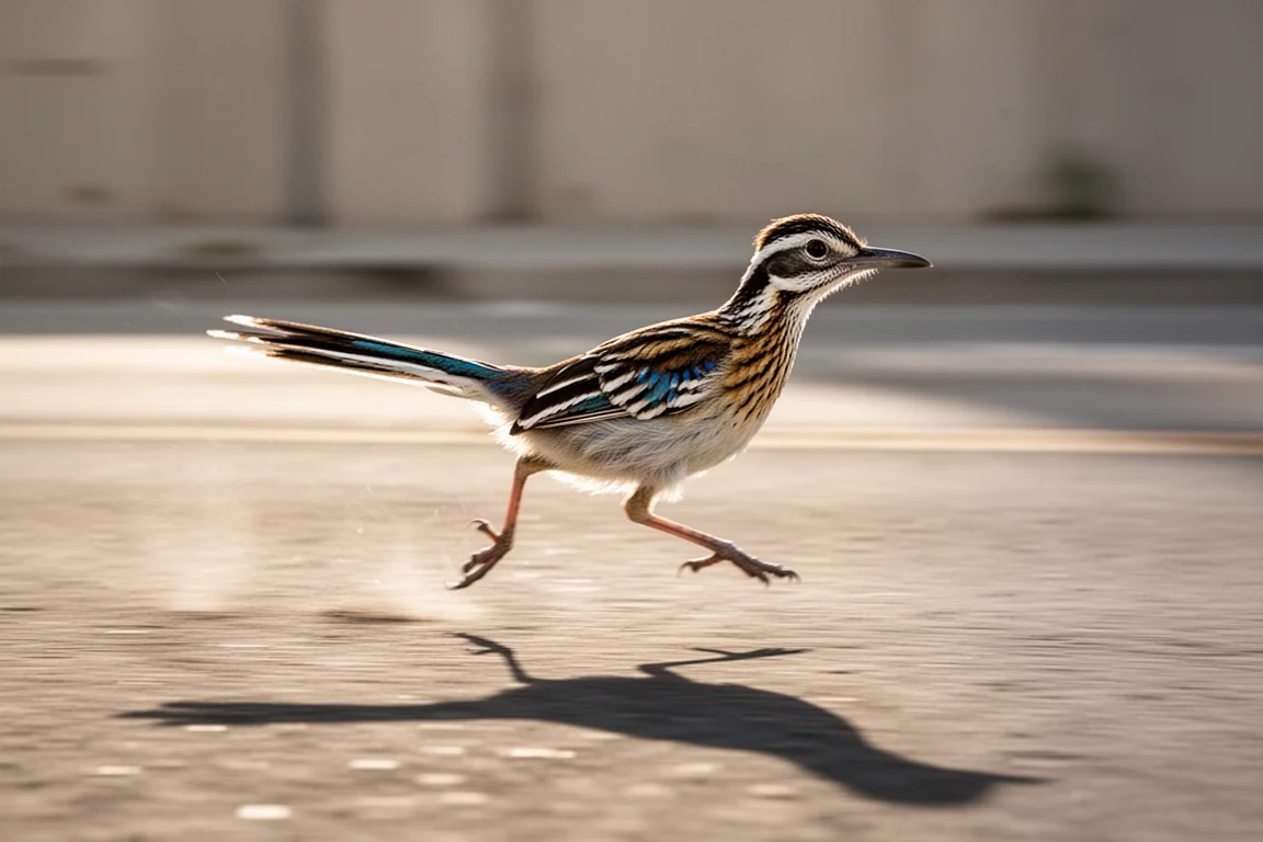 Hardloper midden in een pas op asfalt tijdens een snelle intervaltraining op de weg