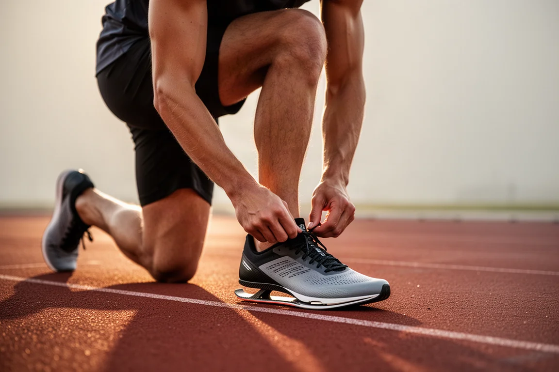 Reihe abgetragener Laufschuhe, die nach einem nassen Lauf auf einer Fensterbank trocknen