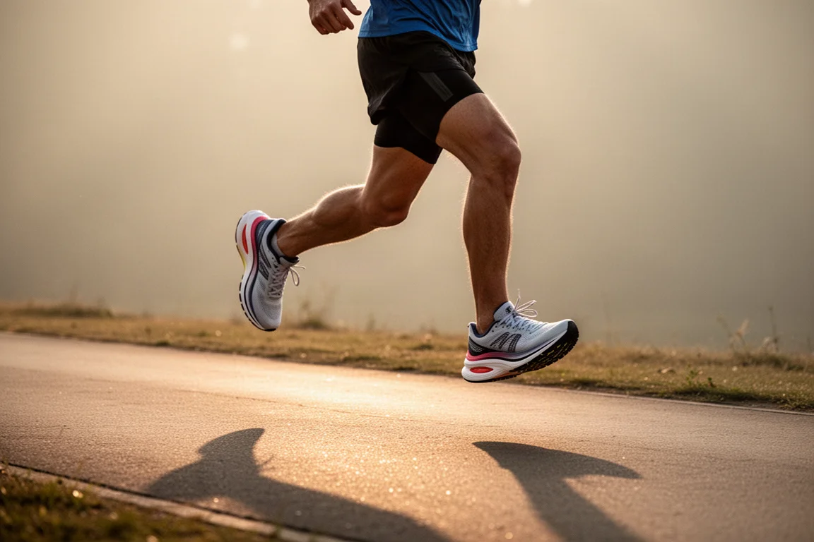 Runner moving through easy and fast paces on a smooth paved path