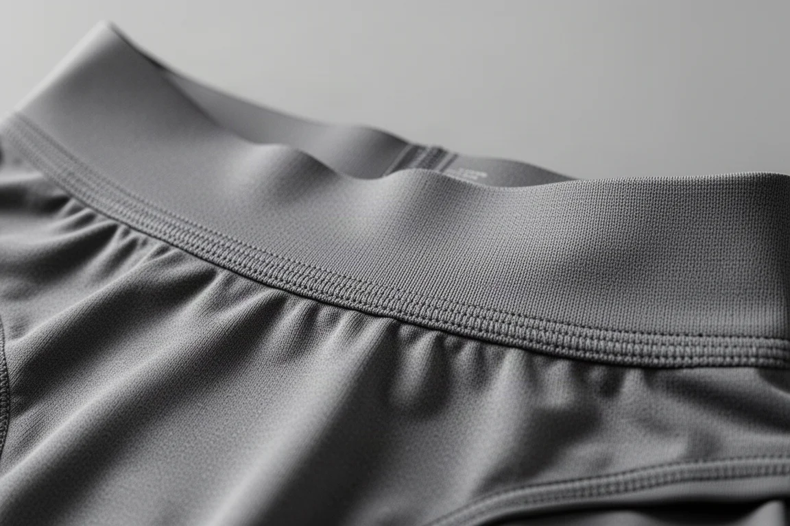 Close-up of soft elasticated waistband fabric detail