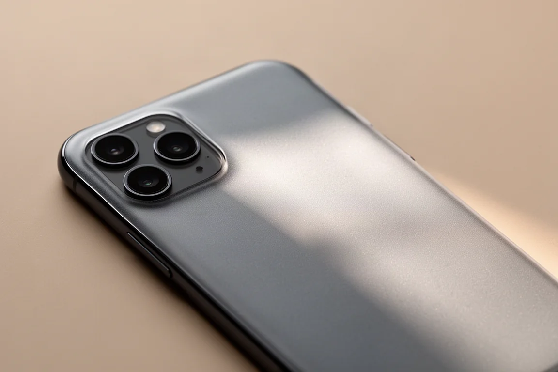 Piccola skin in vinile per telefono che cambia tonalità sotto una luce mutevole