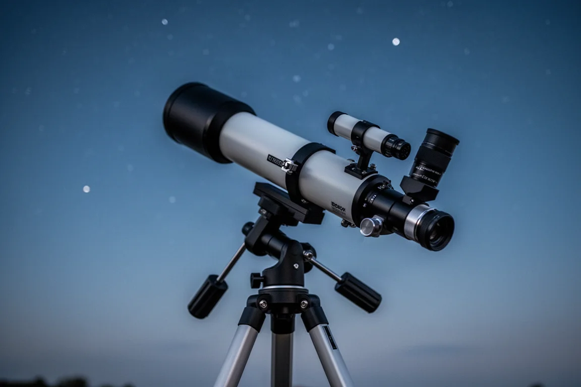 夜空下以星野追蹤器搭載緊湊折射鏡與相機的深空攝影裝備