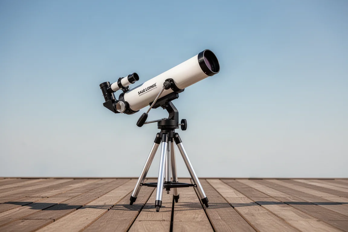 Tragbares Sonnenteleskop auf einer Nachführemontage, bereit für die Beobachtung bei Tageslicht