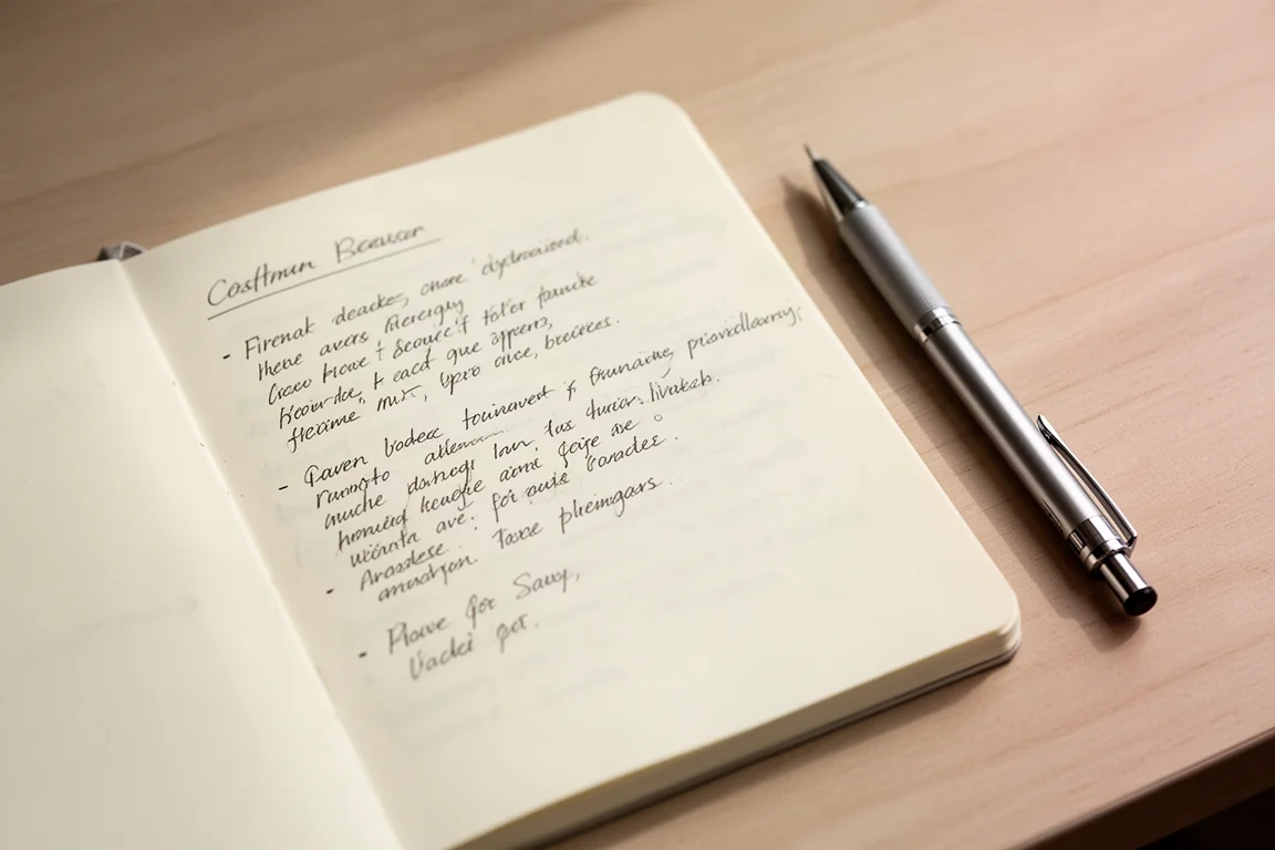 Ręczne notatki na papierze obok kredki automatycznej