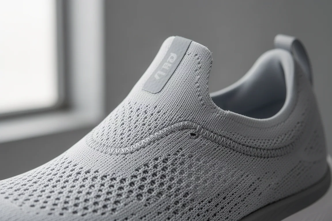 Läufer schnürt einen Carbon-Schlupfschuh vor einer Trainingseinheit