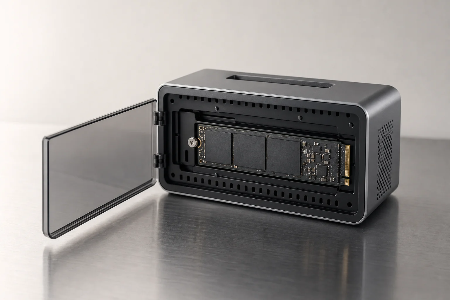 Docking station with integrated SSD storage compartment