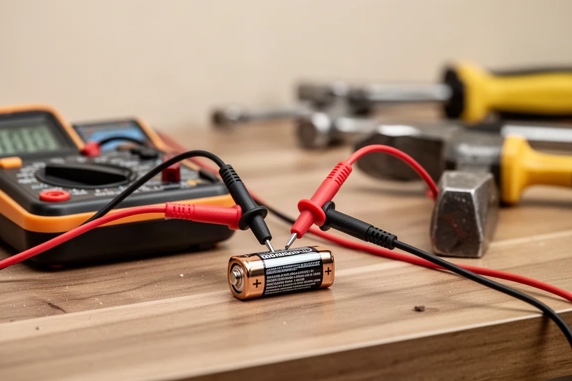 Power station portátil e geladeira térmica configurados sobre uma mesa em acampamento