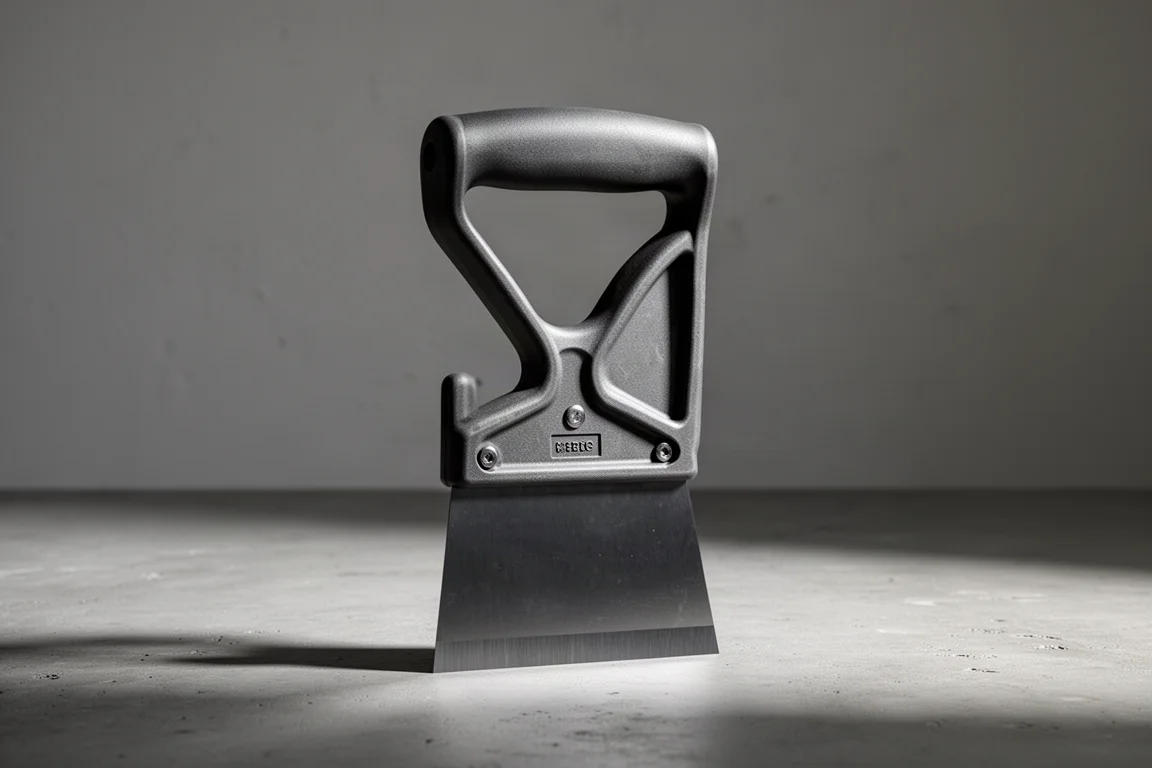 Chunky-handled heavy-duty scraper standing on a workshop surface