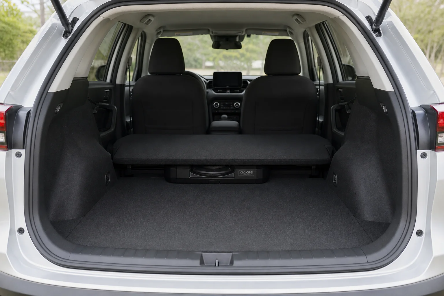 Car trunk space showing available room after subwoofer installation
