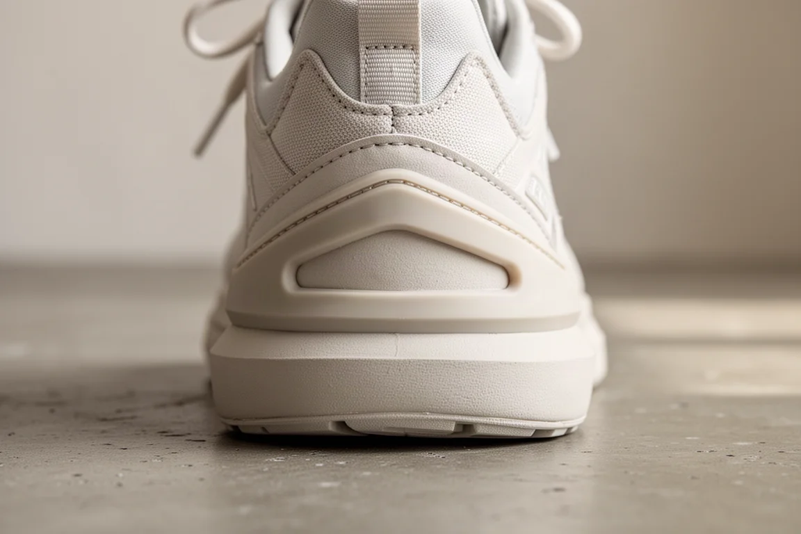 Close-up of a heel clip detail on a training shoe