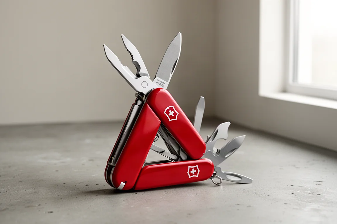 Victorinox Super Tinker zakmes met schaar en flesopener uitgeklapt