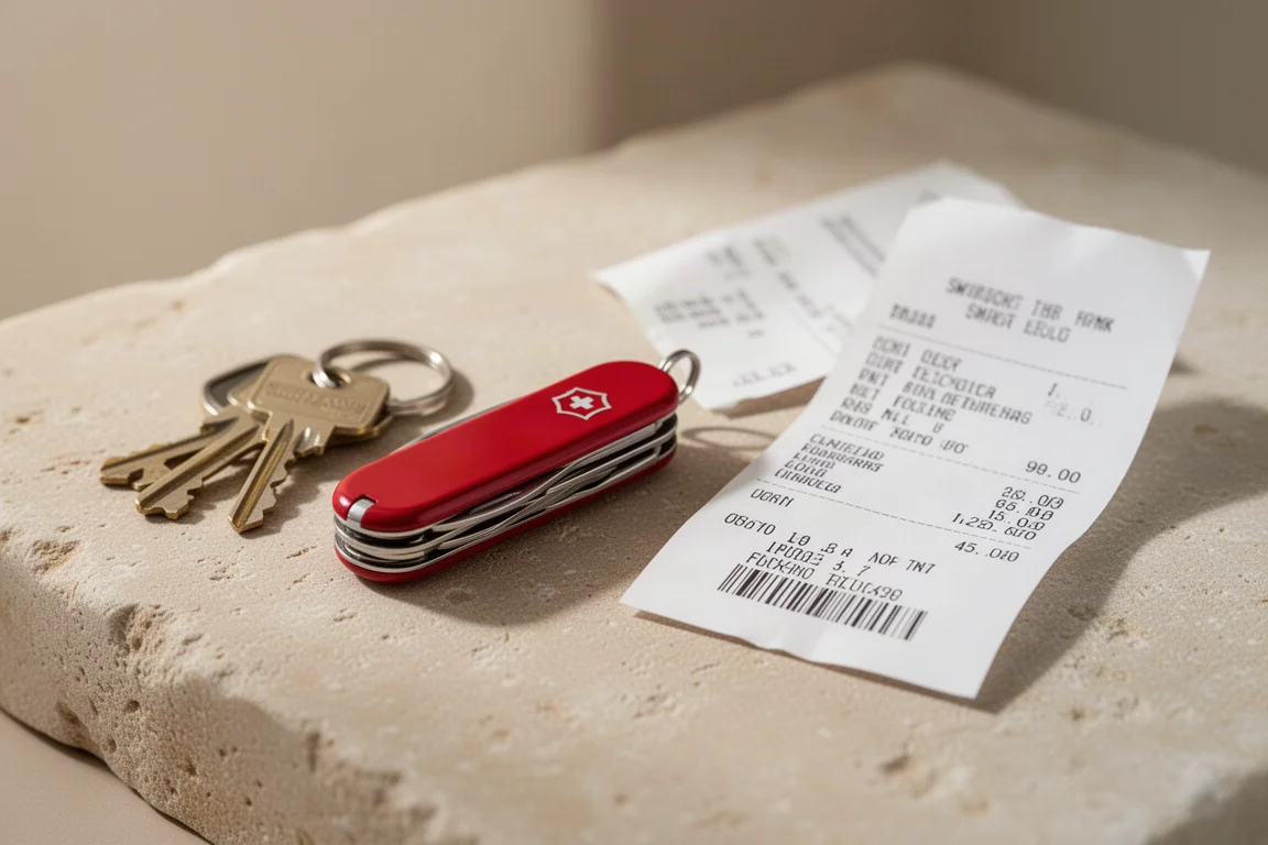 Klein Victorinox Waiter zakmes naast sleutels om de compacte grootte te tonen