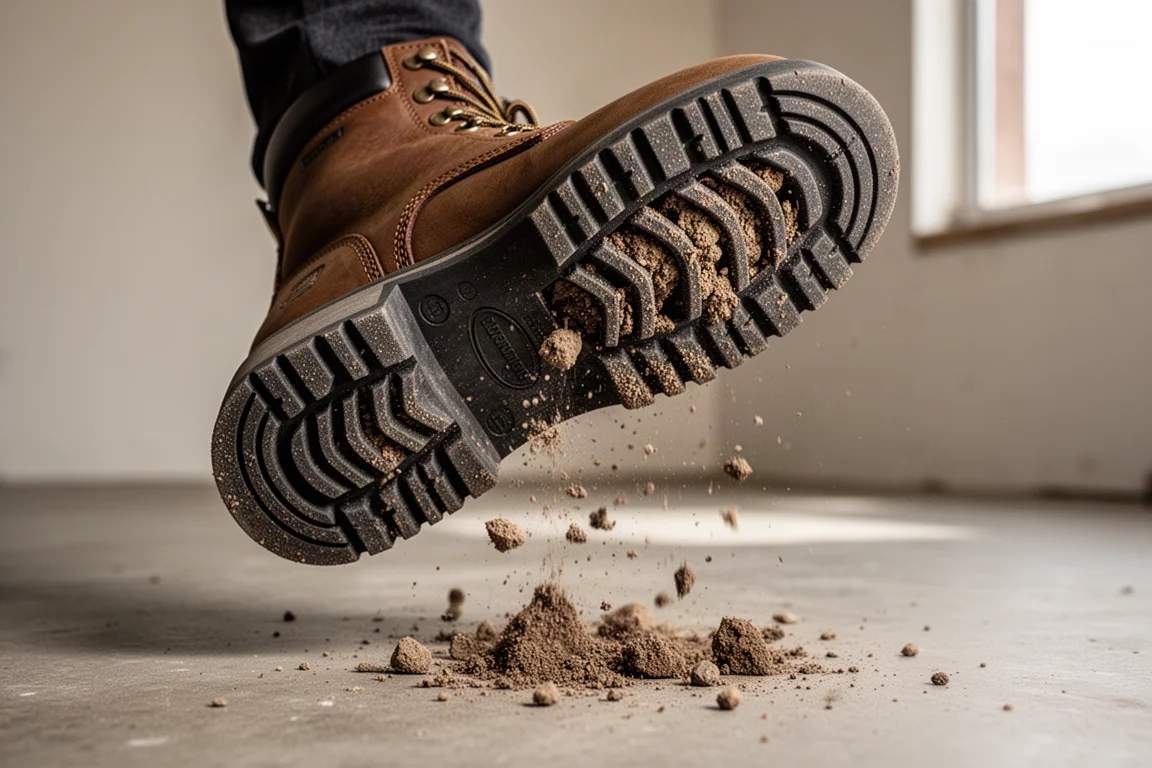 Arbeiter hebt einen leichten Karton in einem hellen Lagergang
