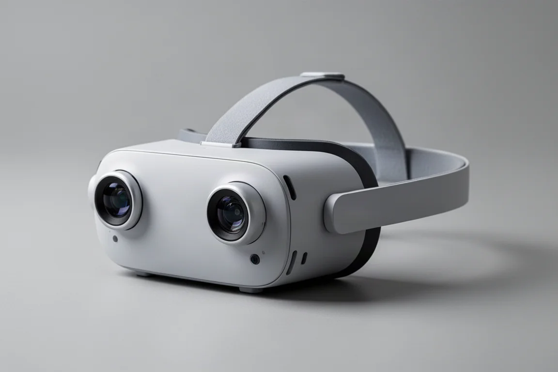 시트에 VR 헤드셋이 놓인 트리플 모니터 시뮬레이션 레이싱 콕핏