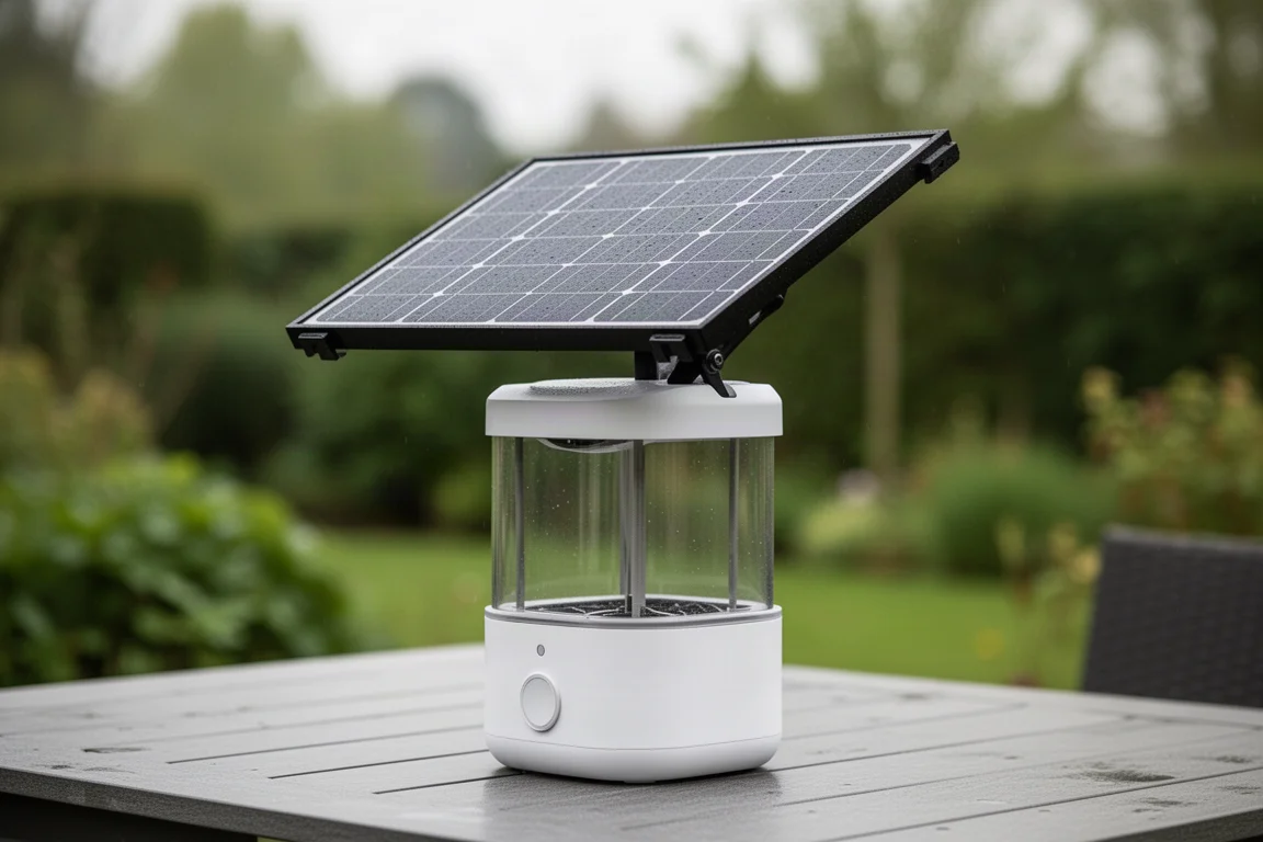 Panel dachu solarnego przypięty do góry karmnika