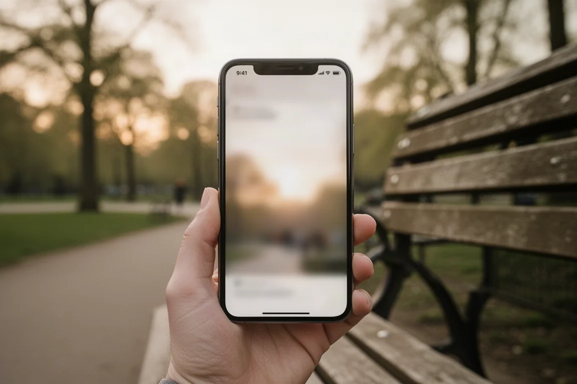Ein Smartphone wird im Freien zur Vogelbestimmung verwendet