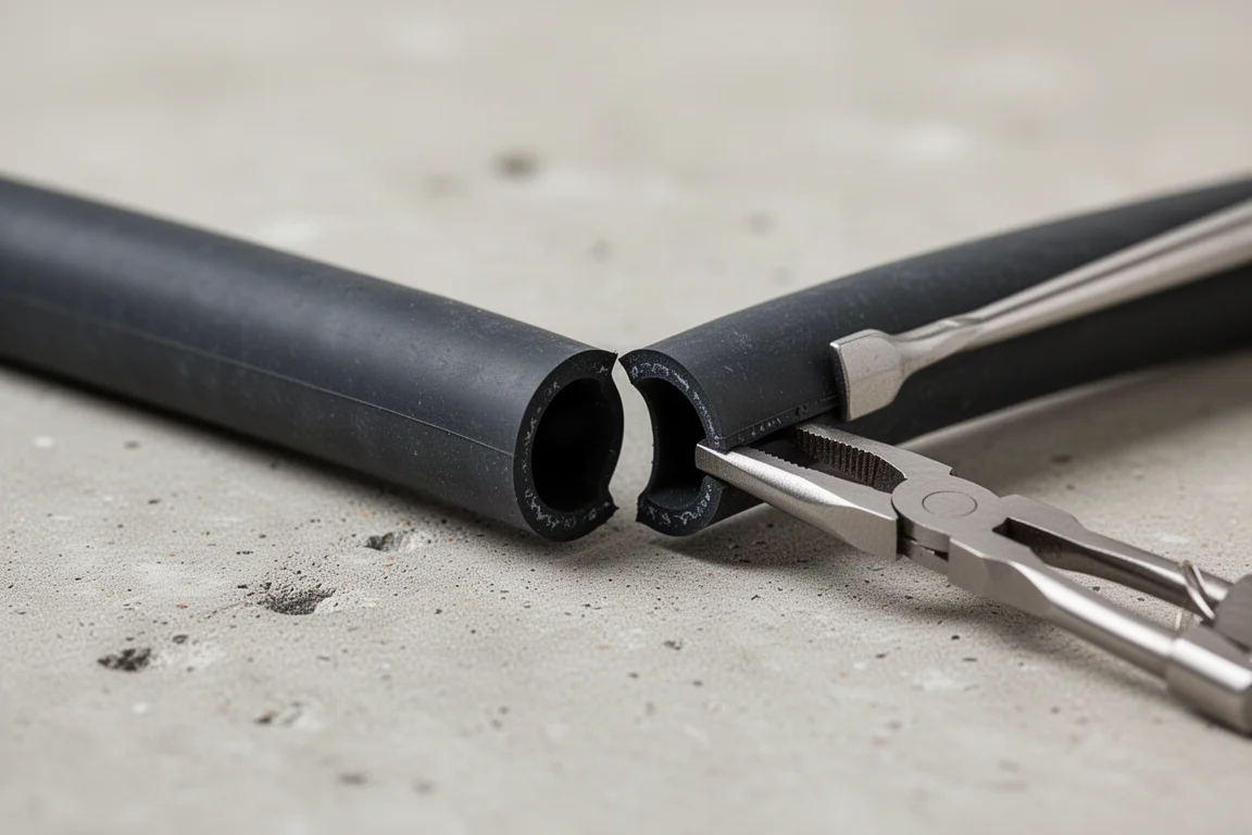 Pinza che serrano un tubo più grande da tre quarti di pollice con una grande apertura visibile