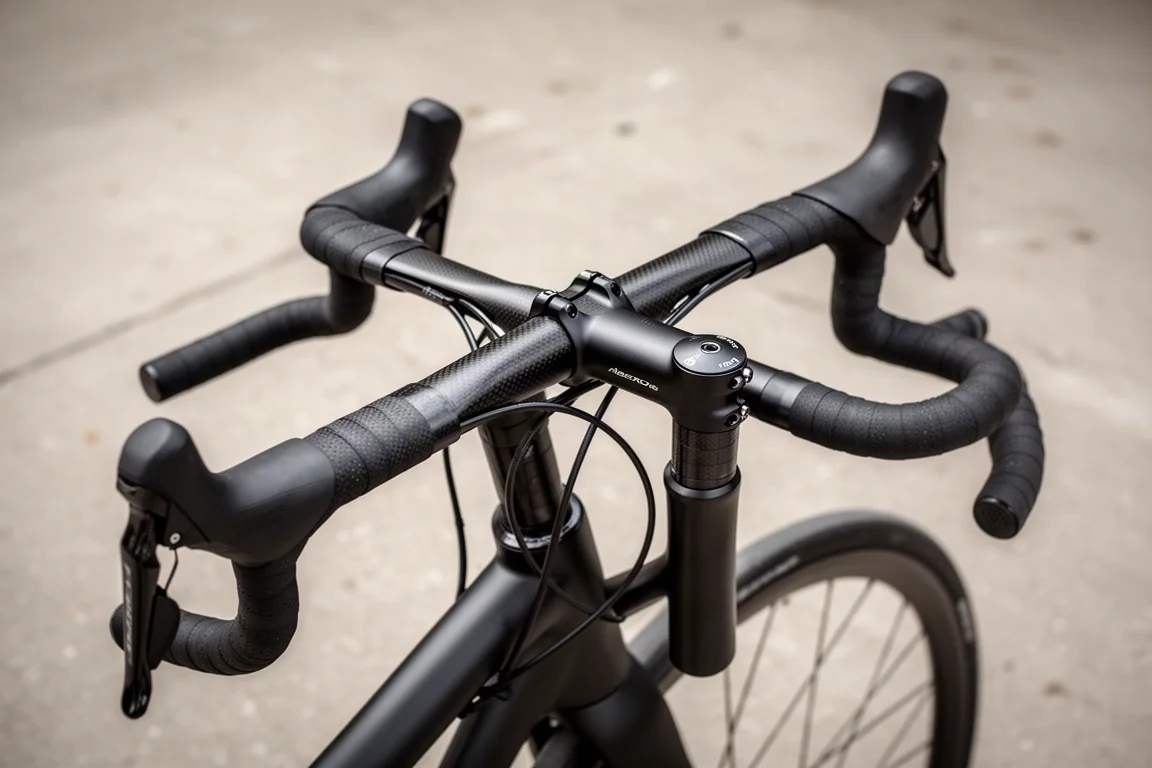 Neumático ancho de carretera rodando tubeless sobre asfalto oscuro y mojado