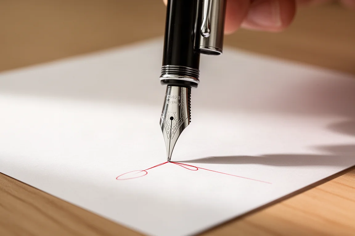 Nib die ondersteboven op papier schrijft en een extra fijne lijn produceert