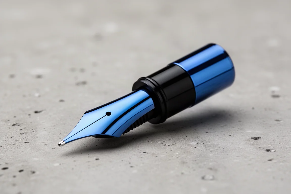 Blue mirror-finish Bock number six fountain pen nib unit with collar and feed