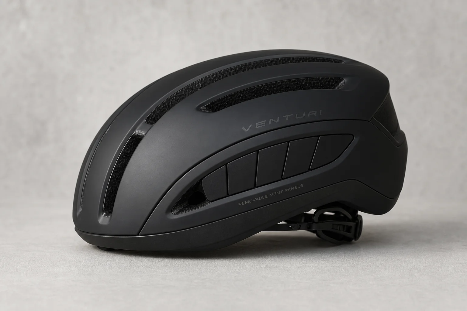 Four premium road cycling helmets displayed in a row on neutral backdrop