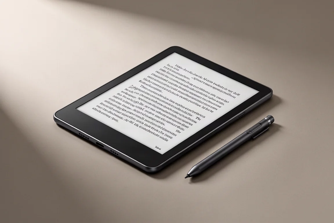 Lector electrónico Boox Go 10.3 Gen II Classic con lápiz stylus sobre fondo gris