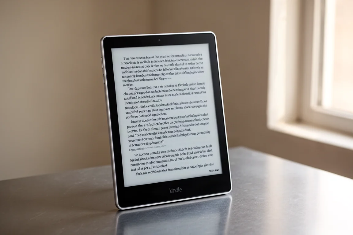 Tres tabletas E Ink monocromáticas dispuestas sobre una superficie de hormigón