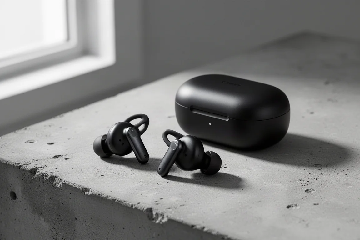 Bose QuietComfort Earbuds 2 with charging case on a concrete surface