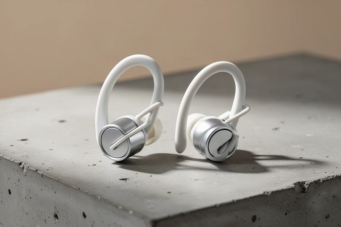 Bose Ultra Open Earbuds with clasp design on a concrete surface