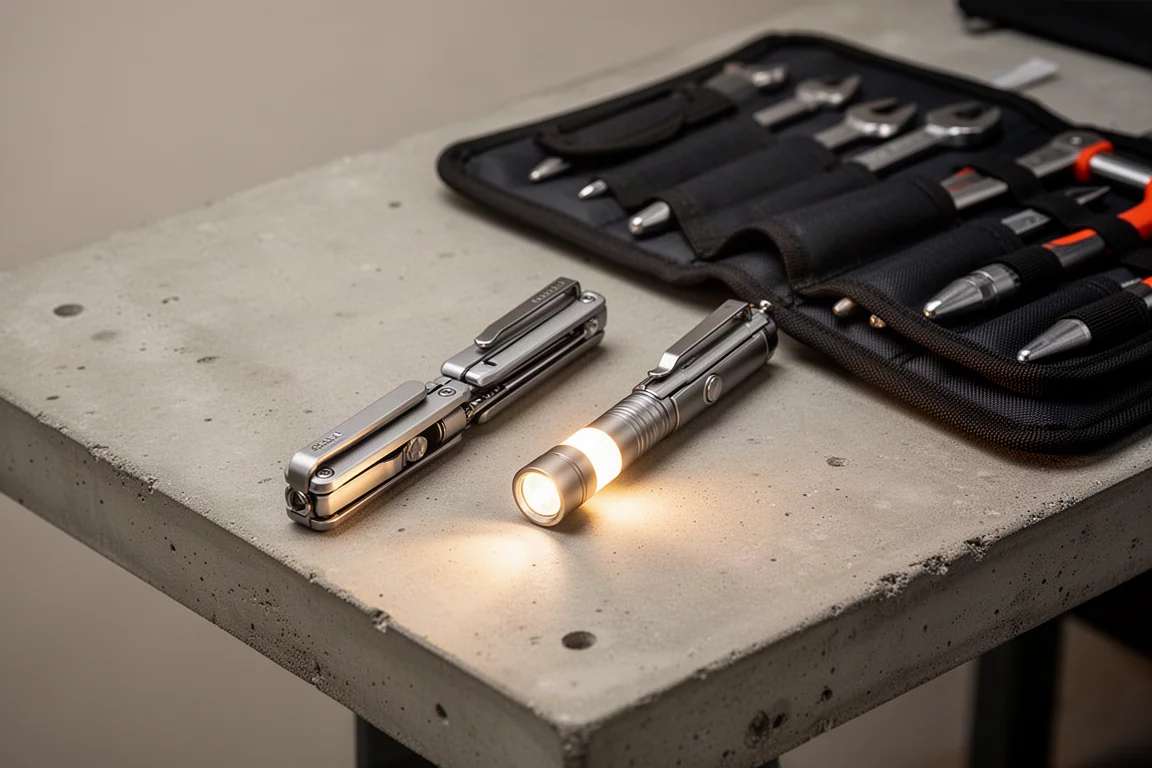 Deux lampes stylo côte à côte sur un établi lors d'un comparatif pratique