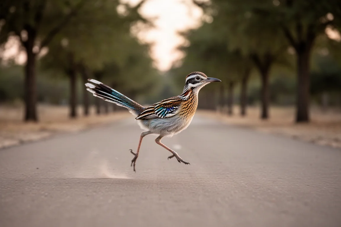 Runner picking up tempo on a paved road path in soft evening light