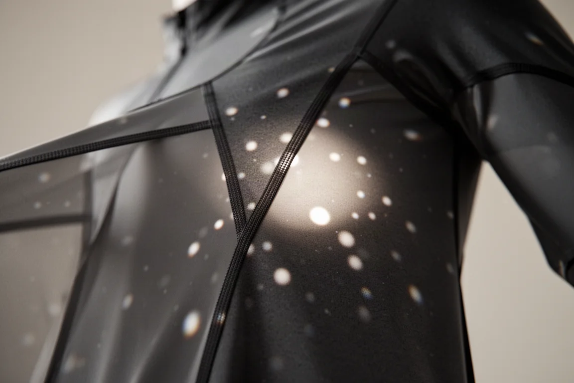 Close-up van reflecterende hardloopkleding die licht vangt bij slecht zicht